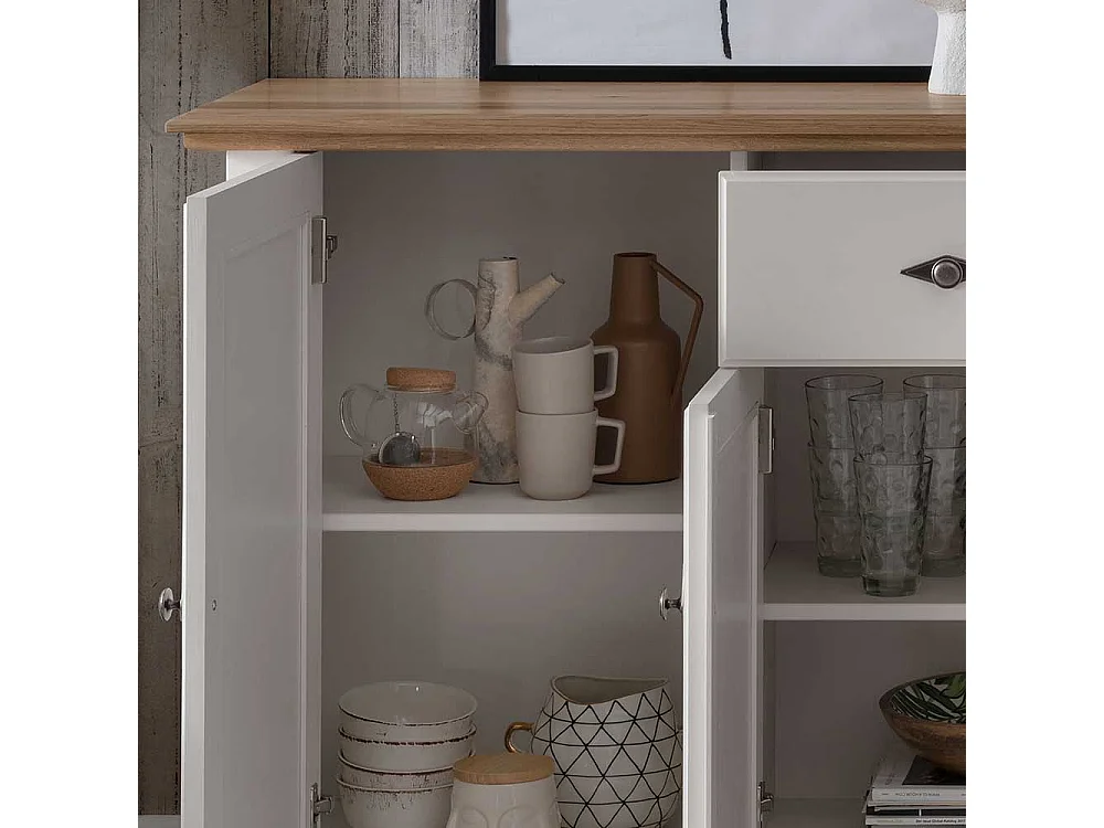 XL Sideboard im Landhausstil Kiefer und Eiche Massivholz