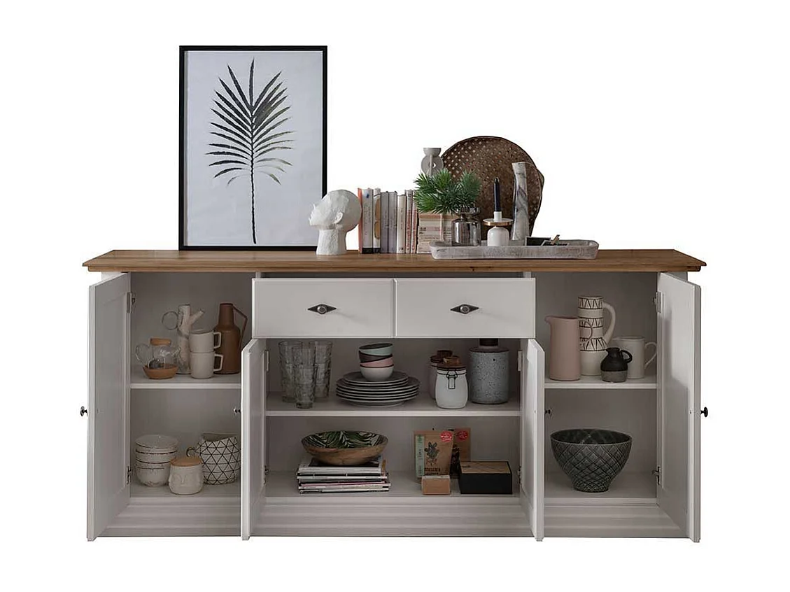 XL Sideboard im Landhausstil Kiefer und Eiche Massivholz