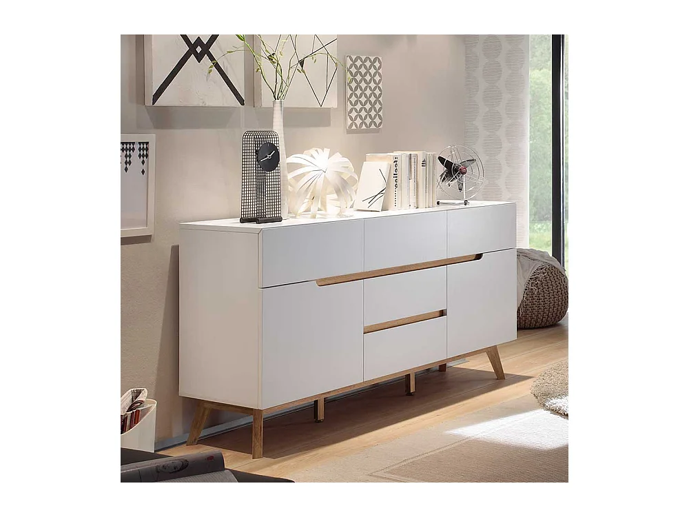 Esszimmer Anrichte in Weiß Asteiche Massivholz