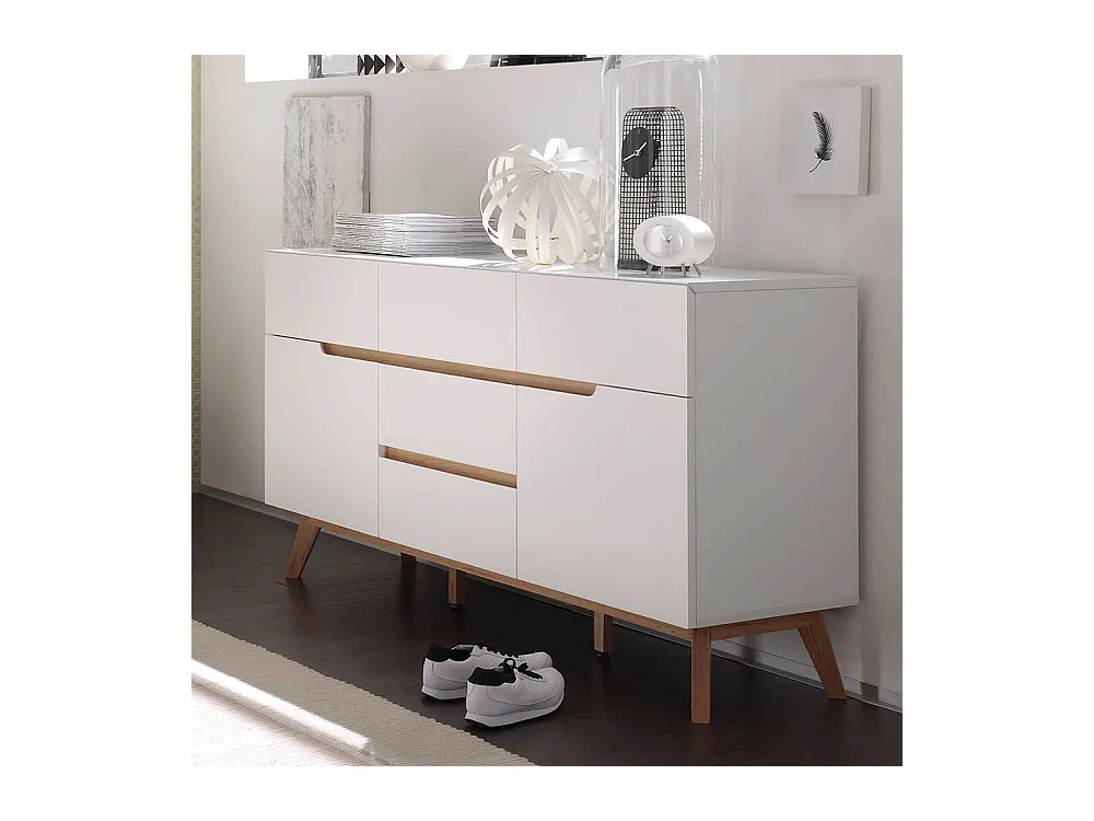 Esszimmer Anrichte in Weiß Asteiche Massivholz