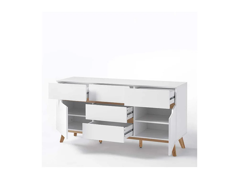 Esszimmer Anrichte in Weiß Asteiche Massivholz