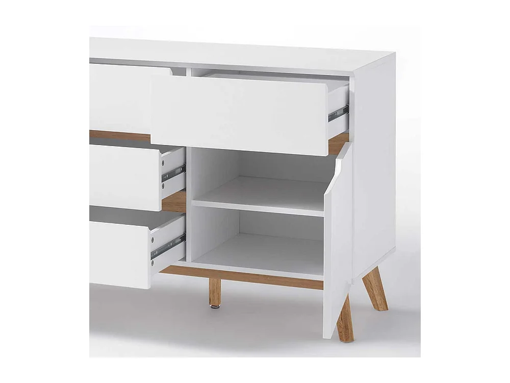 Esszimmer Anrichte in Weiß Asteiche Massivholz