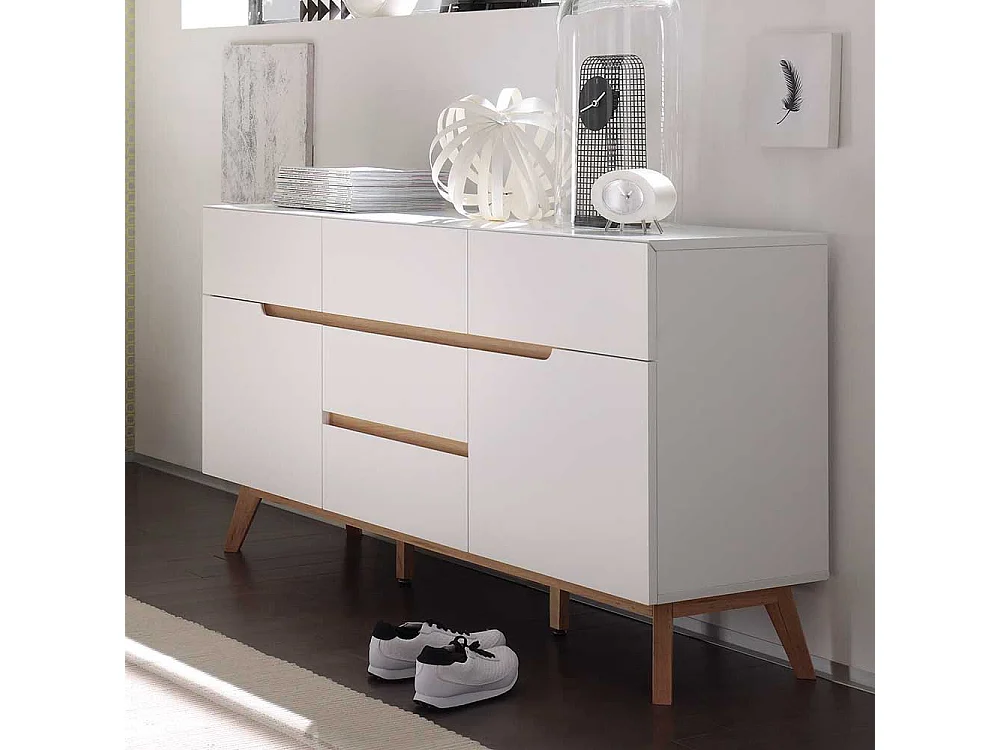 Esszimmer Anrichte in Weiß Asteiche Massivholz