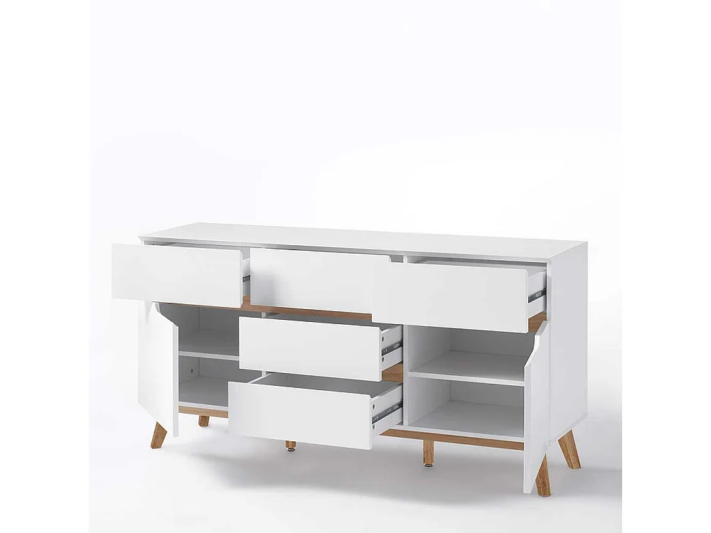 Esszimmer Anrichte in Weiß Asteiche Massivholz