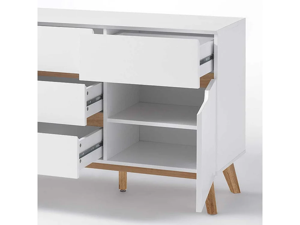 Esszimmer Anrichte in Weiß Asteiche Massivholz