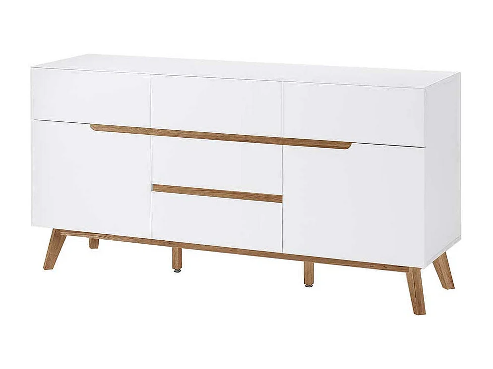 Esszimmer Anrichte in Weiß Asteiche Massivholz