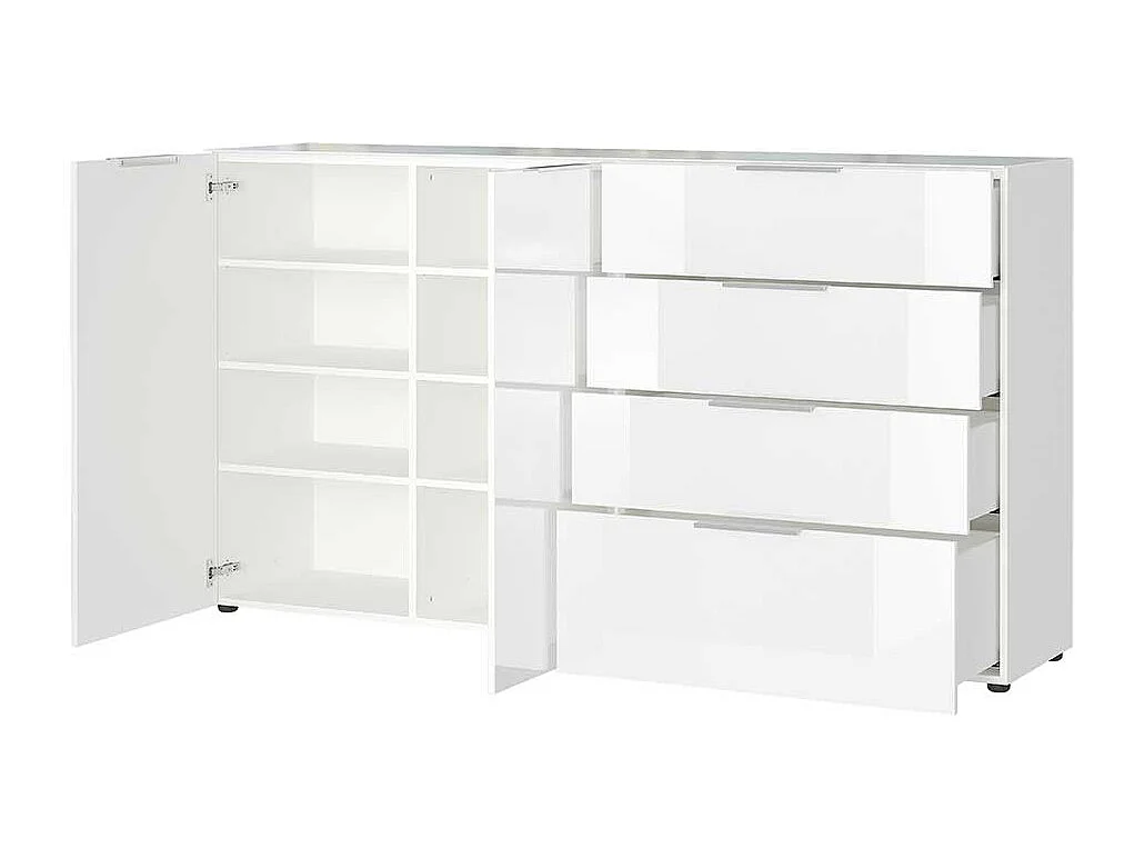 Sideboard in Weiß Glas beschichtet Made in Germany