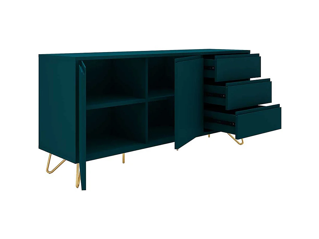 Wohnzimmerkommode in Petrol und Goldfarben 150 cm breit