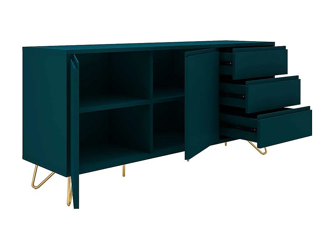 Wohnzimmerkommode in Petrol und Goldfarben 150 cm breit