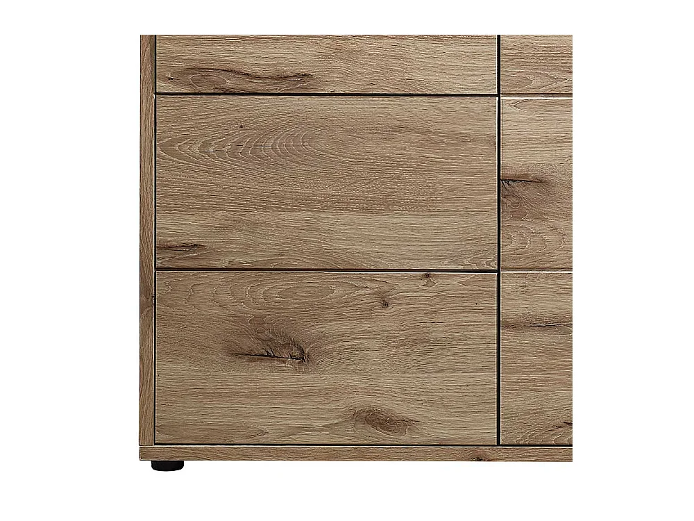 Esszimmersideboard Holzoptik in Wildeichefarben Drehtüren und Schubladen