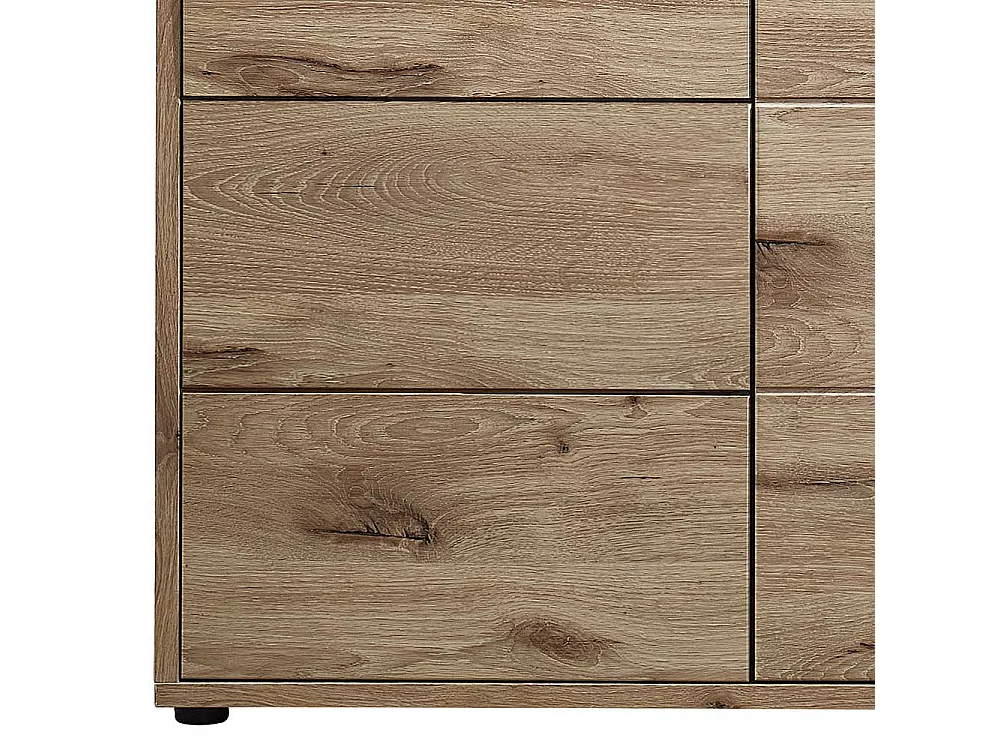 Esszimmersideboard Holzoptik in Wildeichefarben Drehtüren und Schubladen