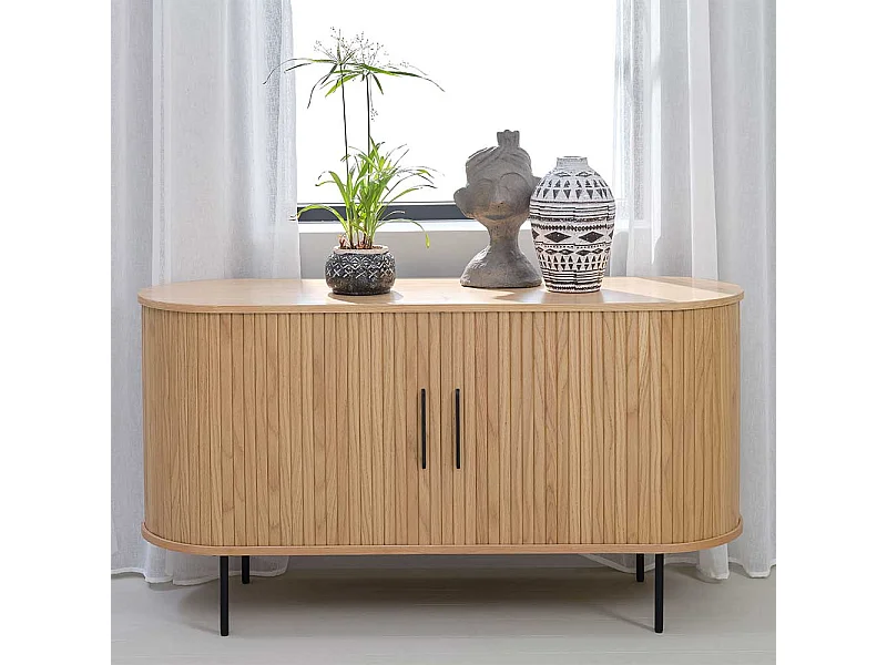 Schiebetüren Sideboard im Skandi Design Vierfußgestell aus Metall