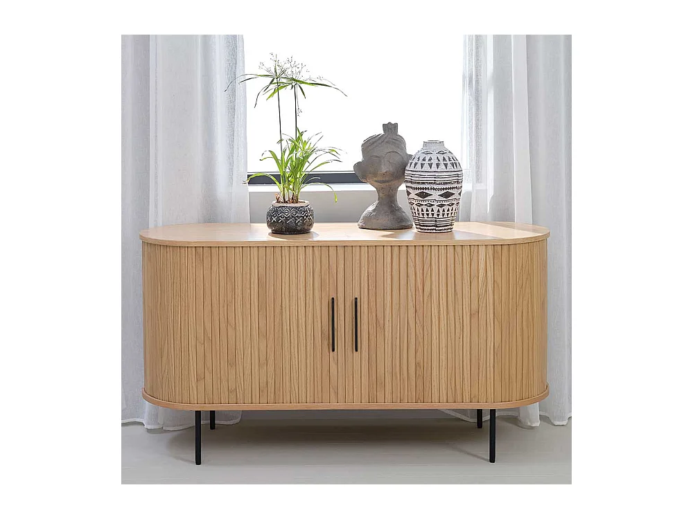Schiebetüren Sideboard im Skandi Design Vierfußgestell aus Metall