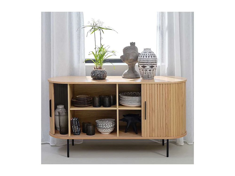 Schiebetüren Sideboard im Skandi Design Vierfußgestell aus Metall