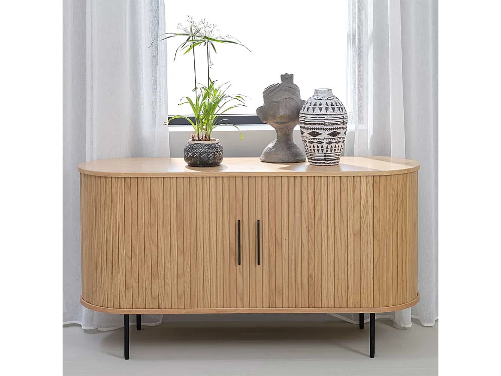 Schiebetüren Sideboard im Skandi Design Vierfußgestell aus Metall