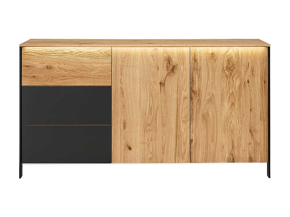 Wildeiche Sideboard aus Massivholz drei Schubladen und zwei Türen