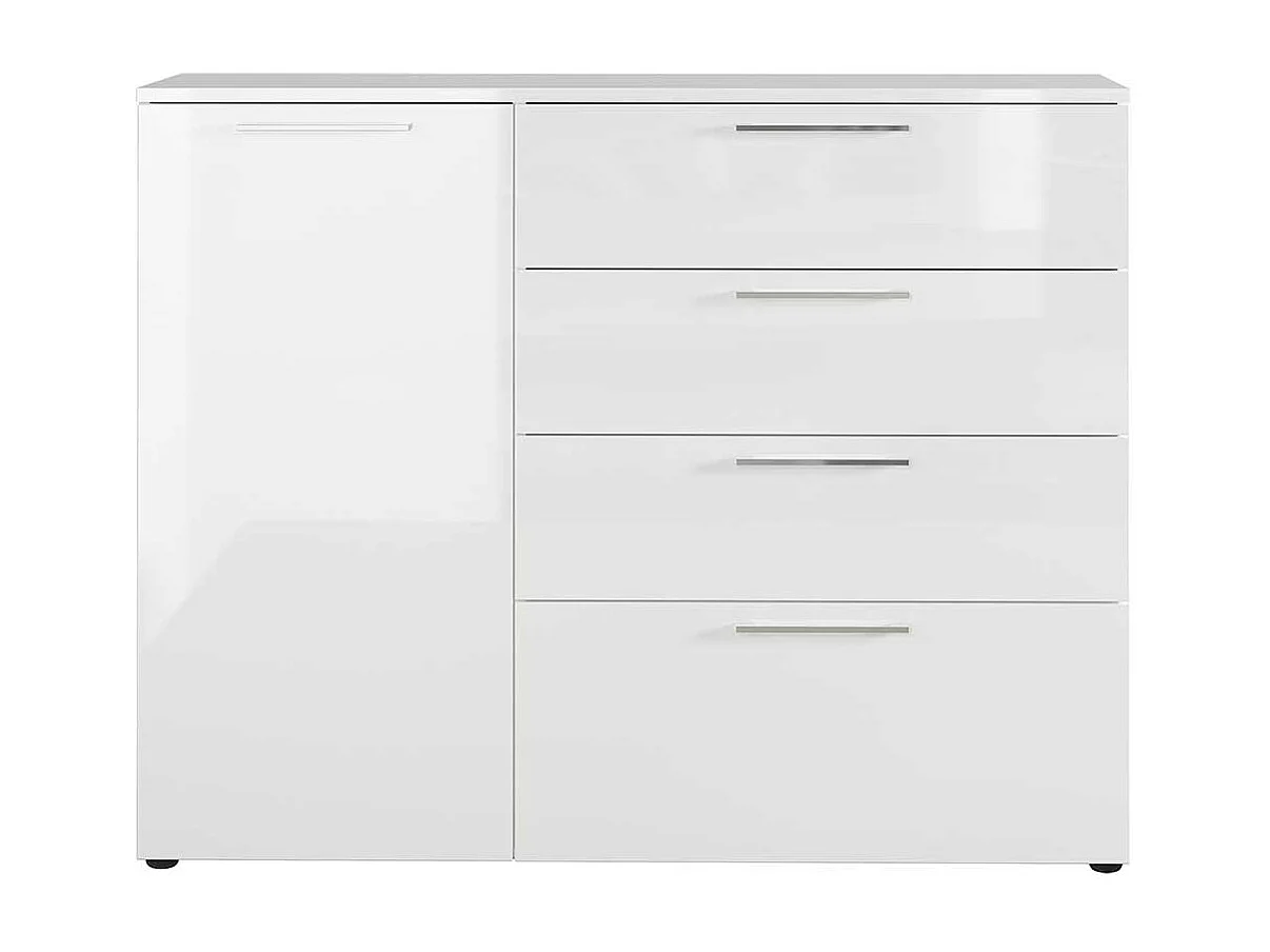 Esszimmerkommode in Weiß Hochglanz Metallgriffen