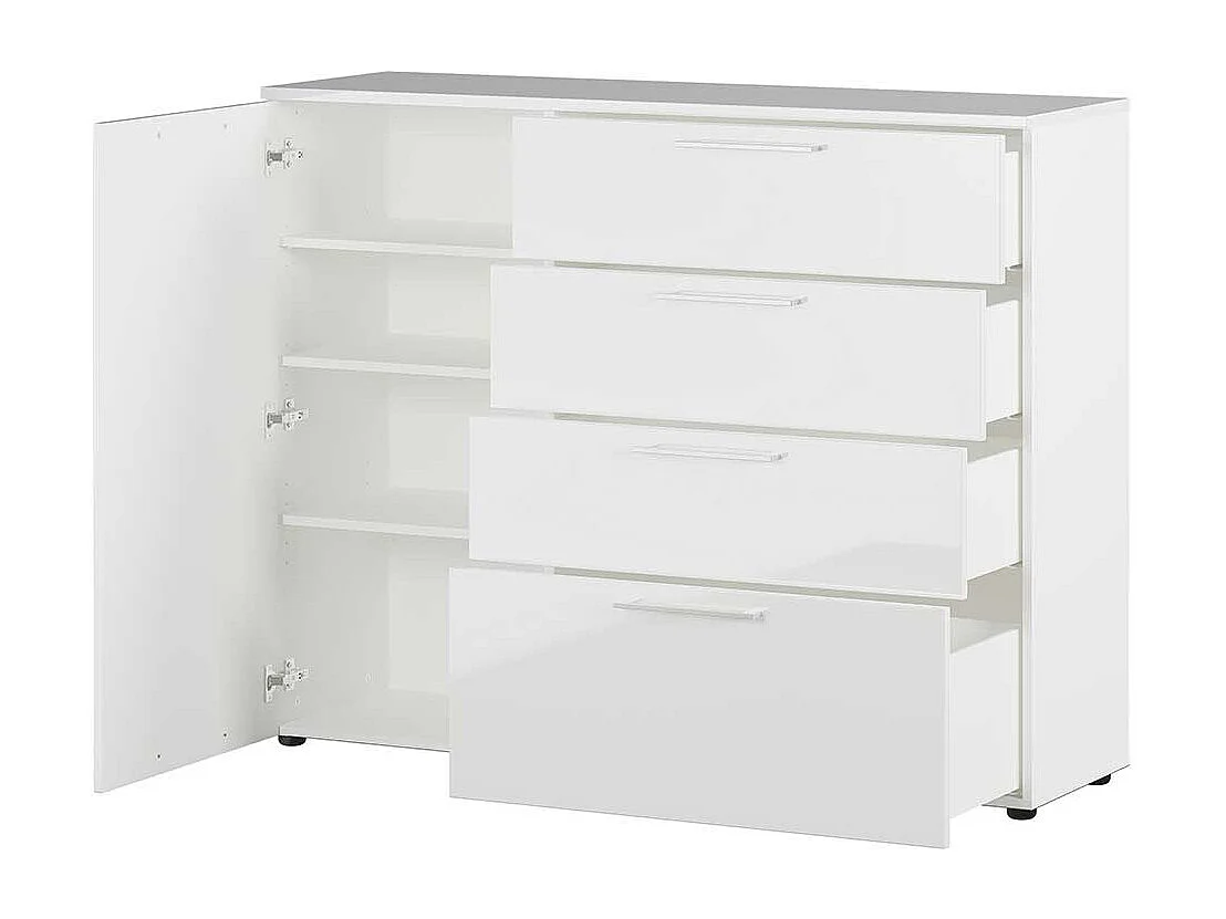 Esszimmerkommode in Weiß Hochglanz Metallgriffen