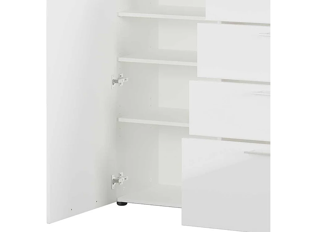 Esszimmerkommode in Weiß Hochglanz Metallgriffen