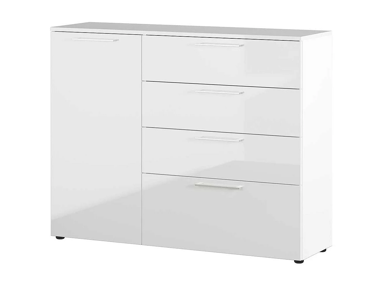 Esszimmerkommode in Weiß Hochglanz Metallgriffen