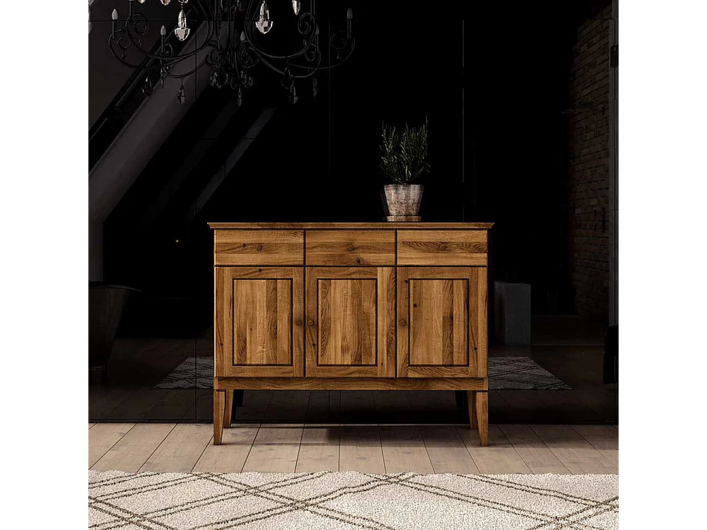 Wohnzimmer Sideboard aus Wildeiche Massivholz Landhaus