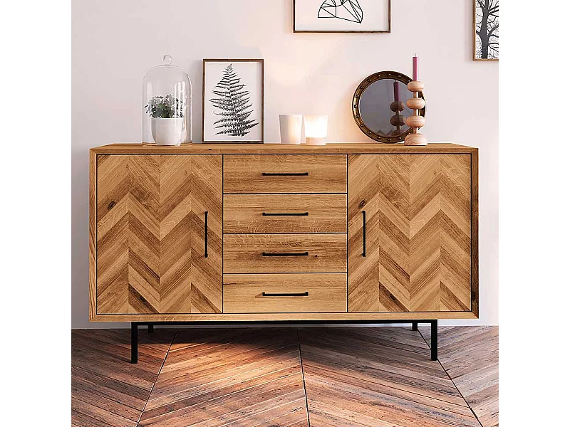 Wohnzimmerkommode massiv aus Wildeiche Massivholz vier Schubladen