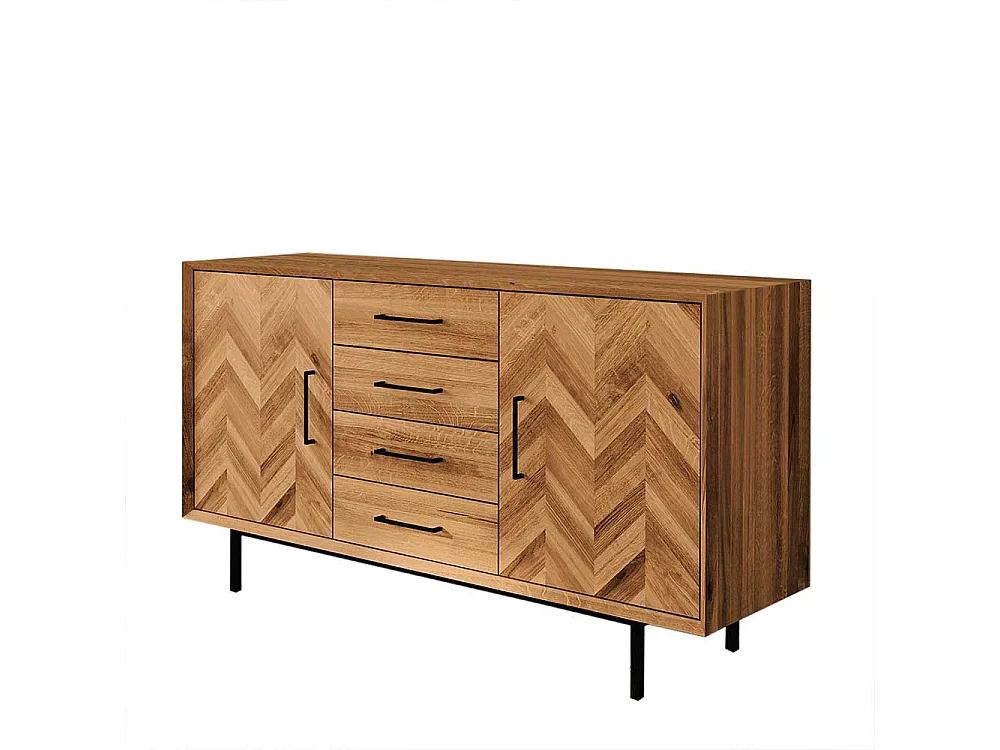 Wohnzimmerkommode massiv aus Wildeiche Massivholz vier Schubladen