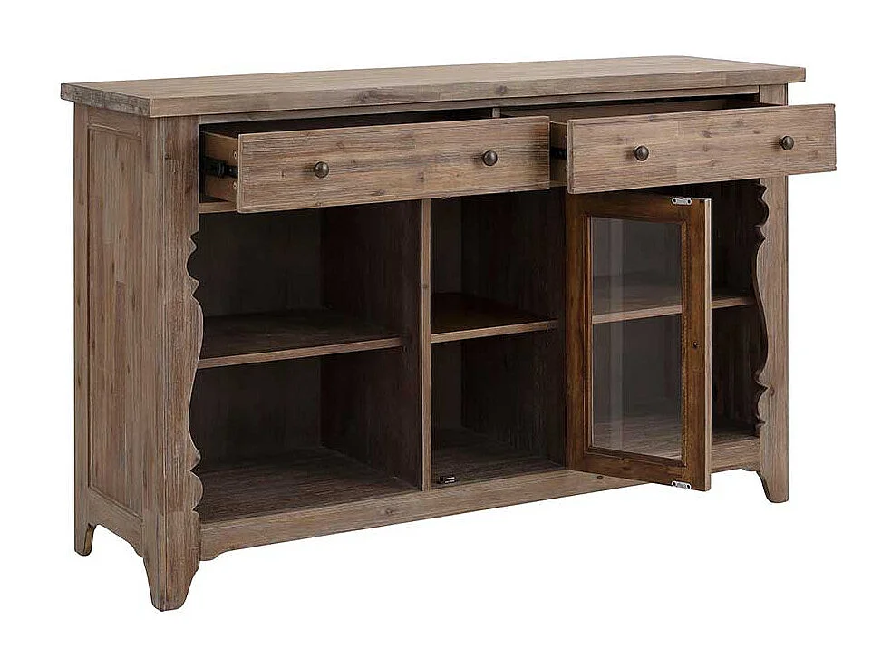 Esszimmersideboard in Akazie White Wash massiv Vintage Design