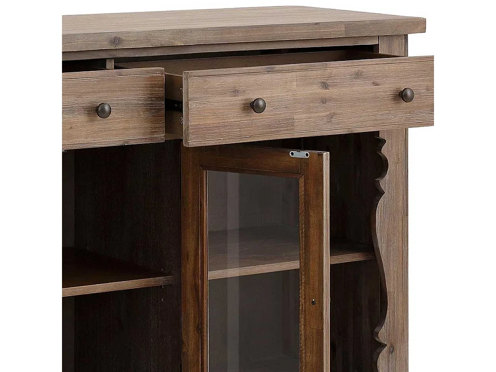 Esszimmersideboard in Akazie White Wash massiv Vintage Design