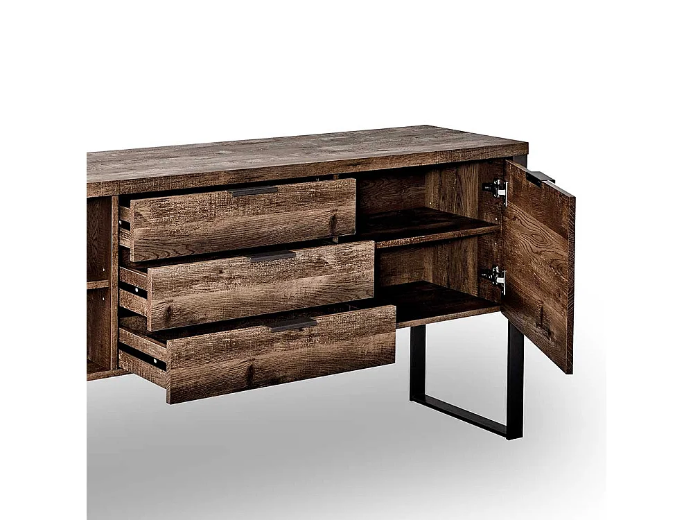 Flur Sideboard in Eiche dunkel und Schwarz 180 cm breit