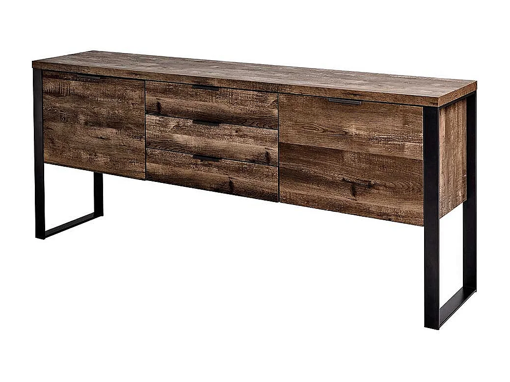 Flur Sideboard in Eiche dunkel und Schwarz 180 cm breit