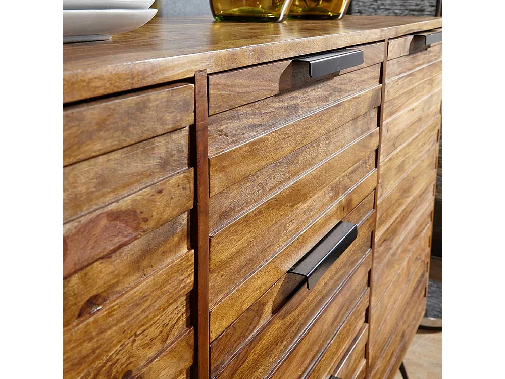 Loft Design Sideboard aus Sheesham Massivholz und Eisen 160 cm breit