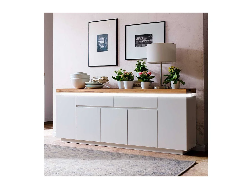 Sideboard in Weiß mit Wildeiche massiv