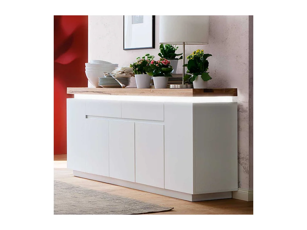 Sideboard in Weiß mit Wildeiche massiv