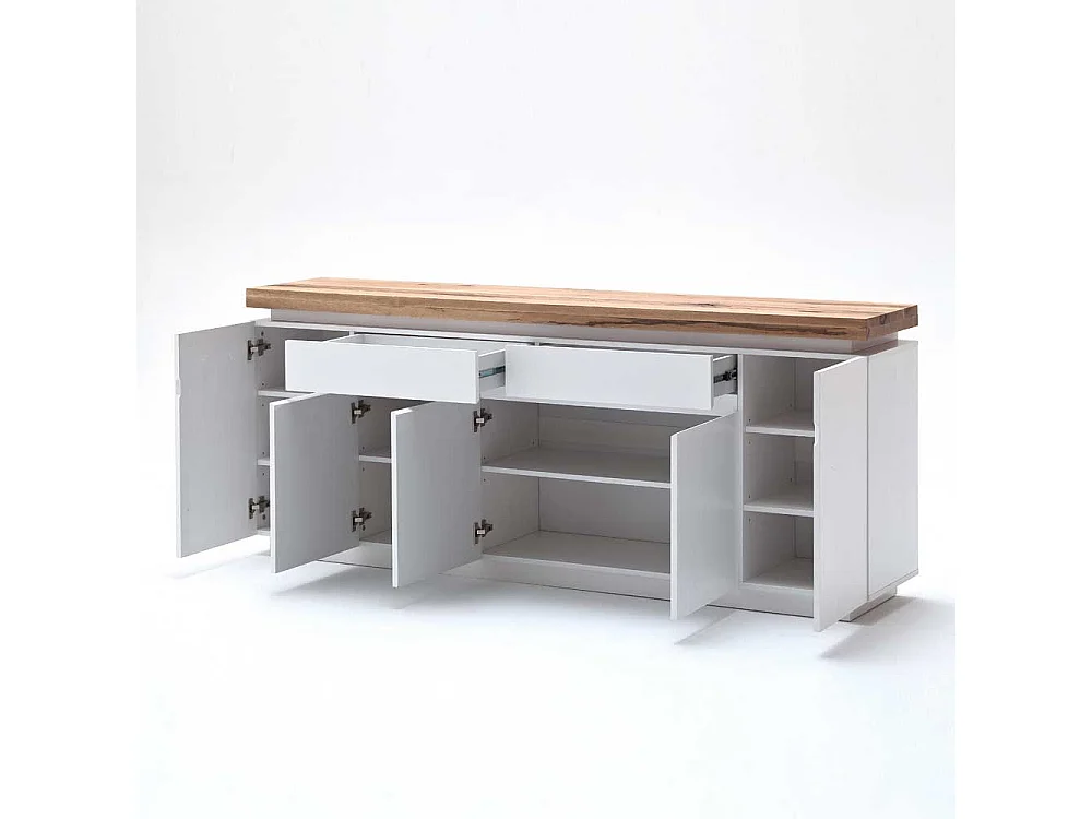 Sideboard in Weiß mit Wildeiche massiv