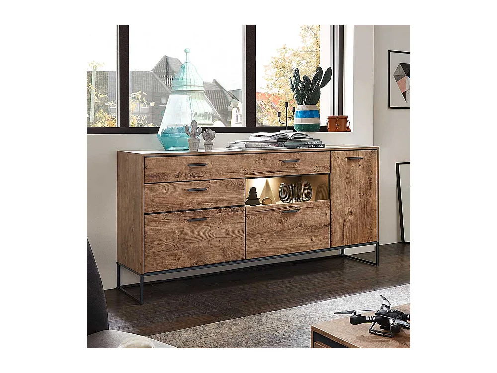 Design Sideboard in Eiche dunkel Optik 175 cm breit