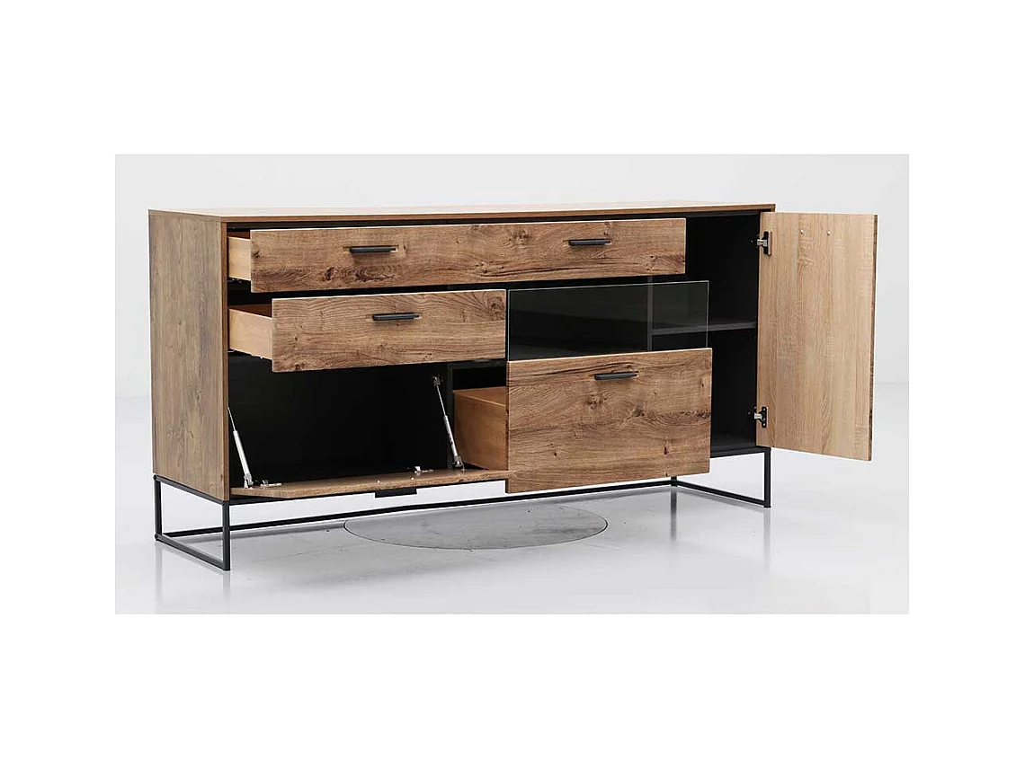 Design Sideboard in Eiche dunkel Optik 175 cm breit