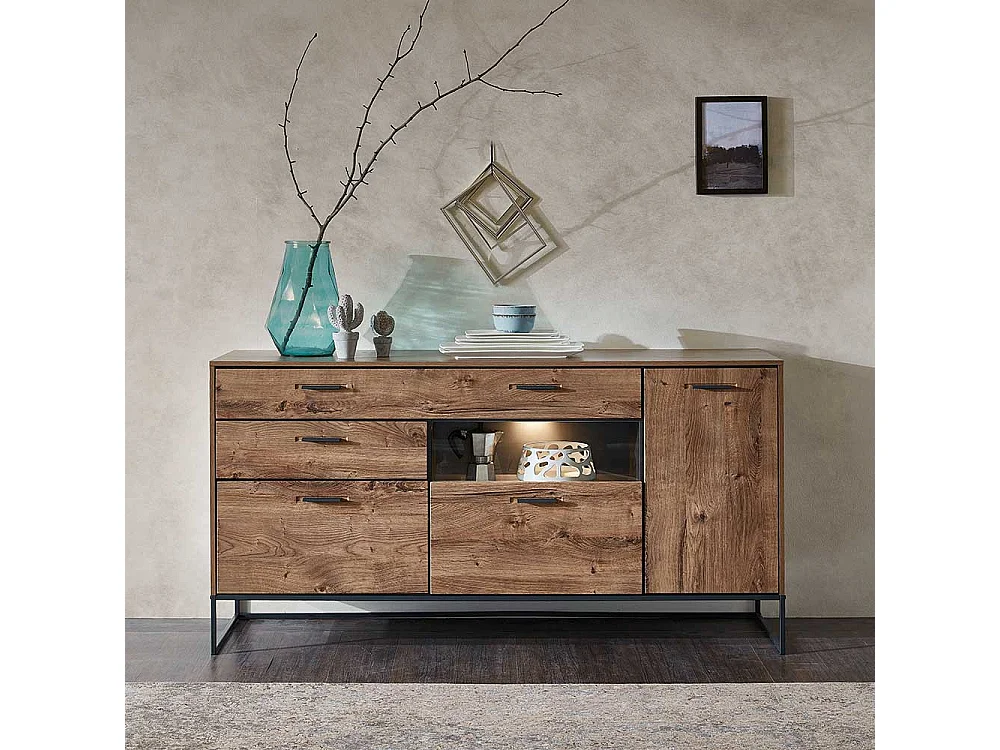Design Sideboard in Eiche dunkel Optik 175 cm breit