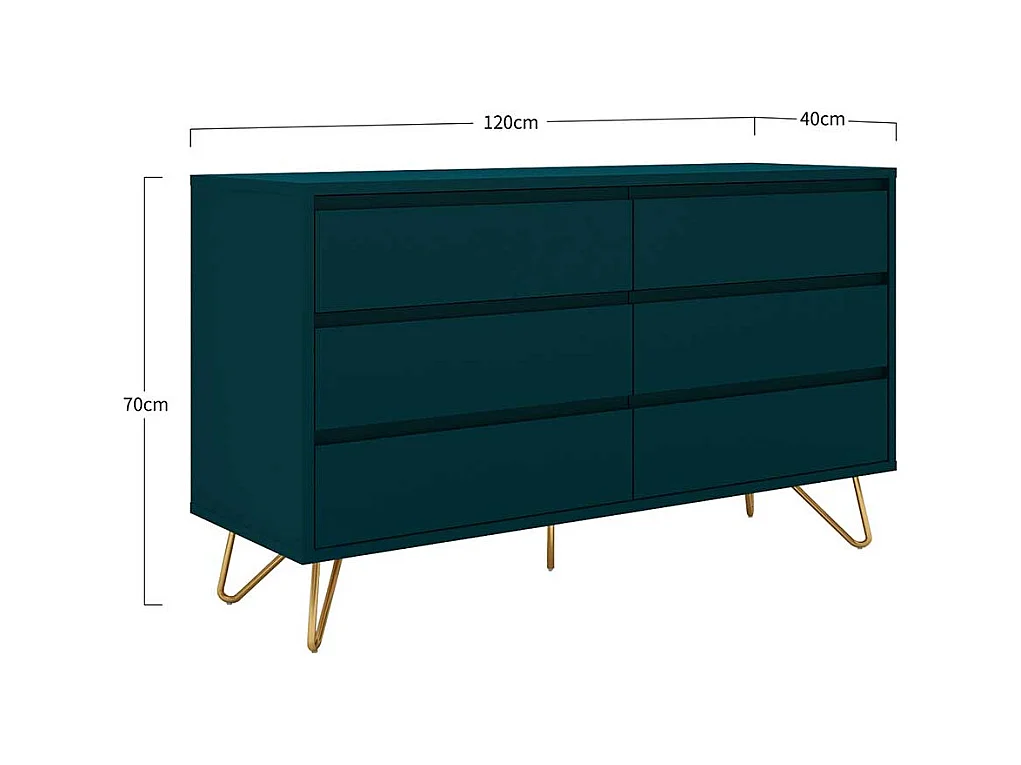 Esszimmersideboard in Dunkelblau und Gold Skandi Design