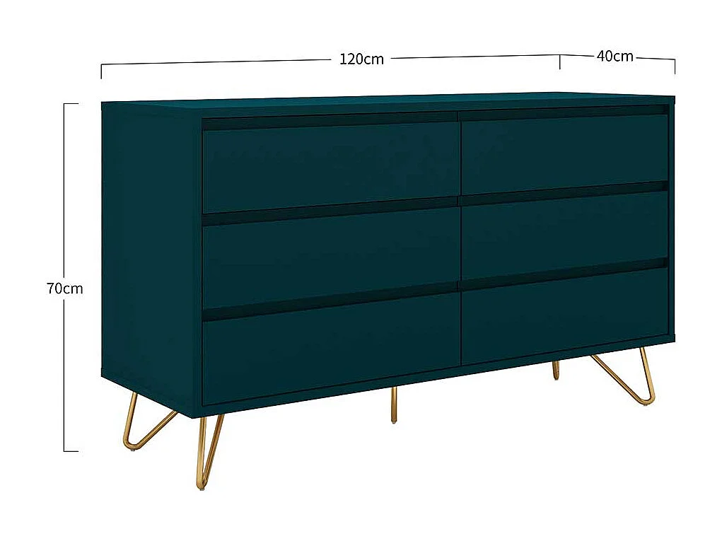 Esszimmersideboard in Dunkelblau und Gold Skandi Design