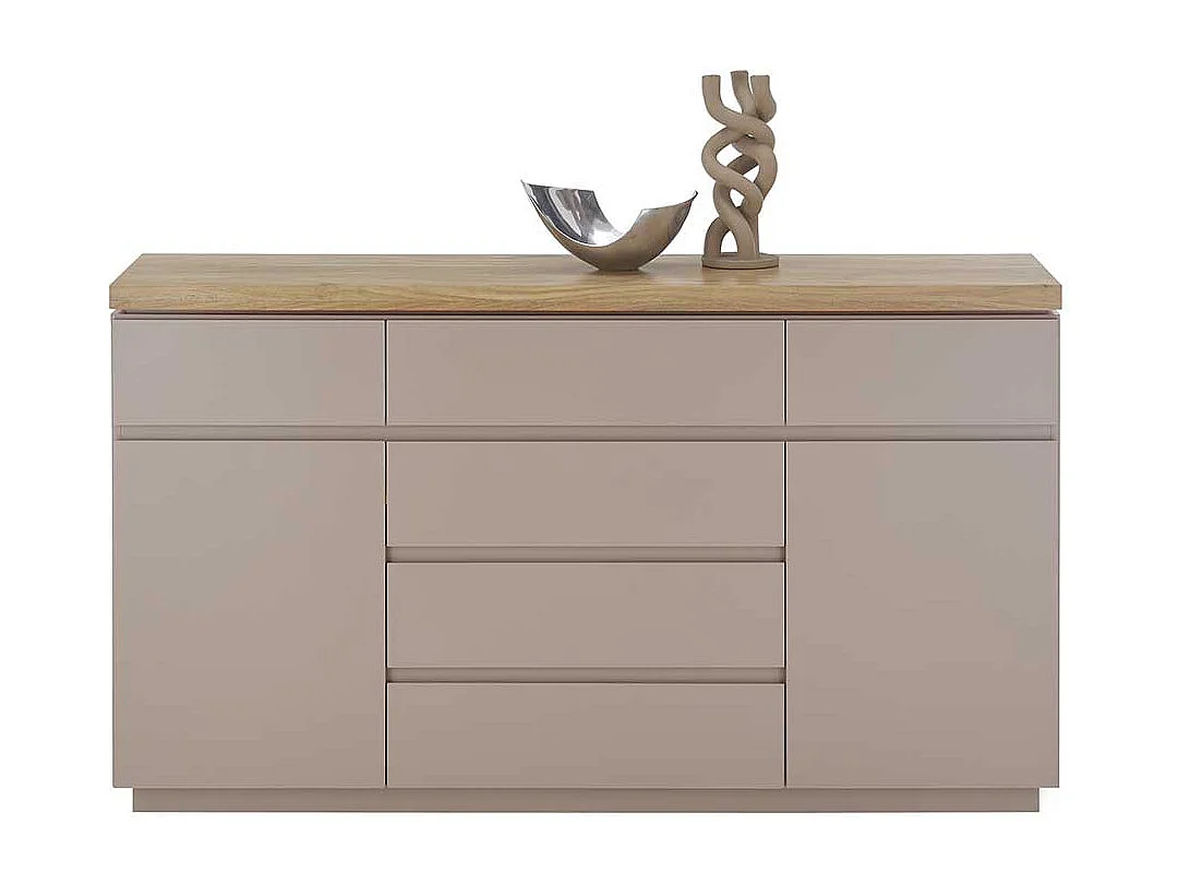 Sidebord modern in Taupe sechs Schubladen und zwei Türen