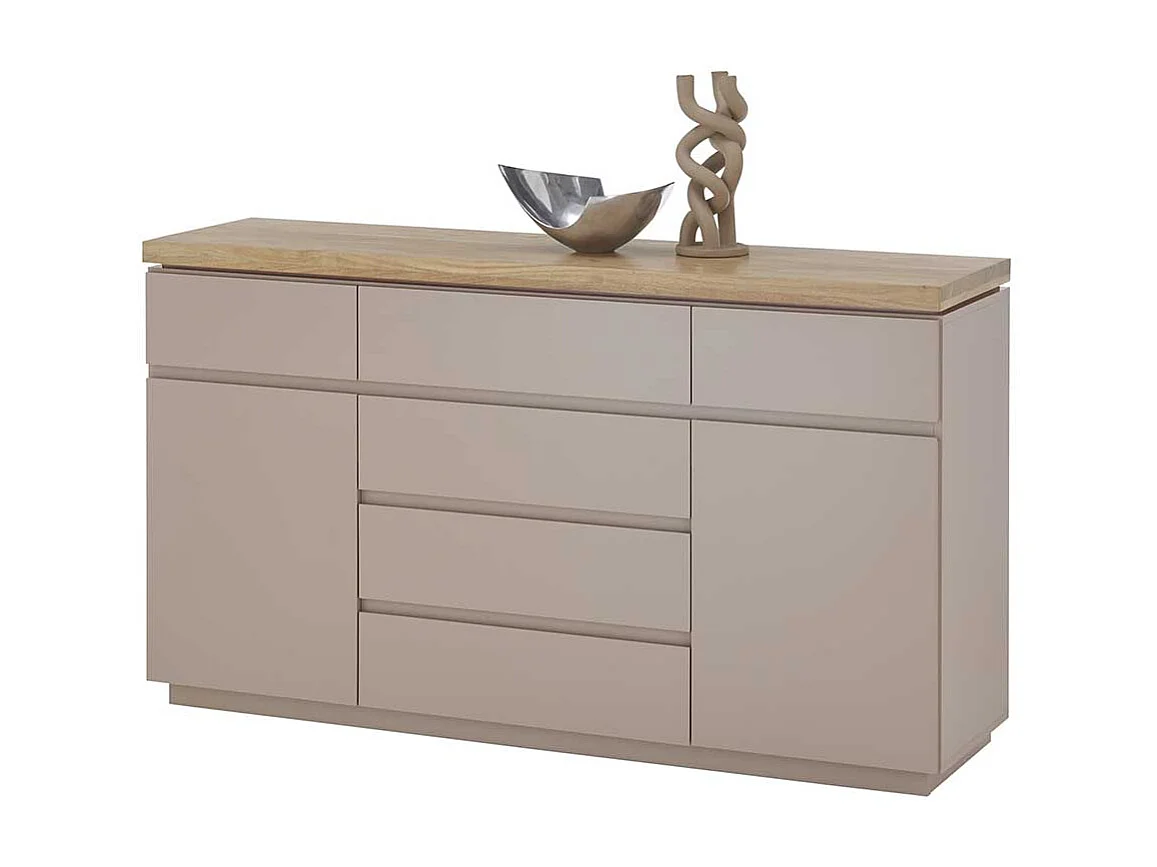 Sidebord modern in Taupe sechs Schubladen und zwei Türen