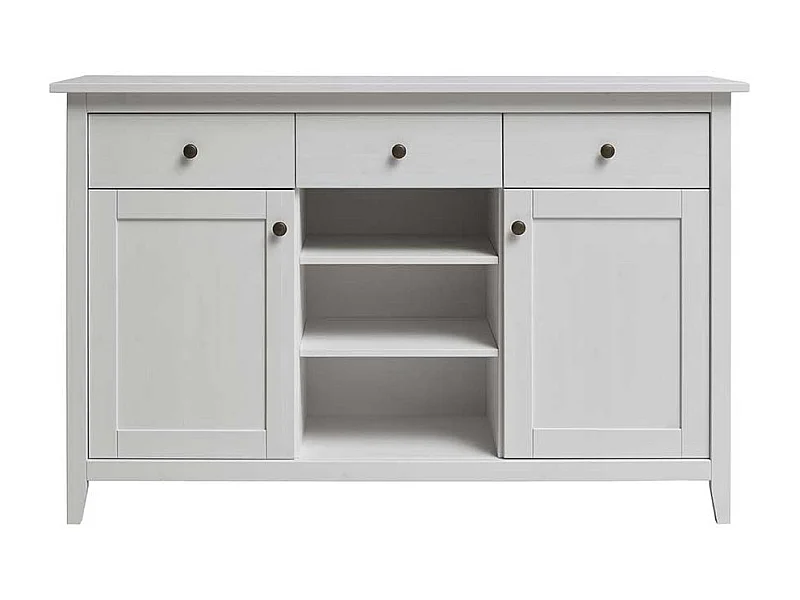 Landhaus Sideboard aus Kiefer Massivholz Weiß