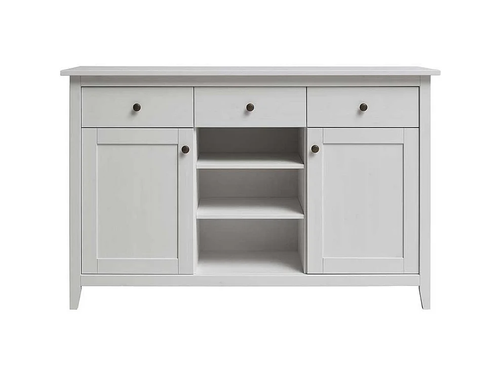 Landhaus Sideboard aus Kiefer Massivholz Weiß