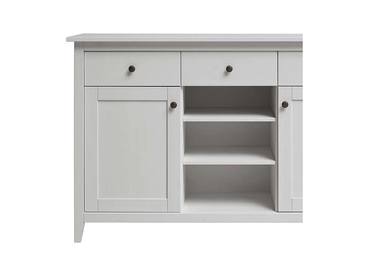 Landhaus Sideboard aus Kiefer Massivholz Weiß