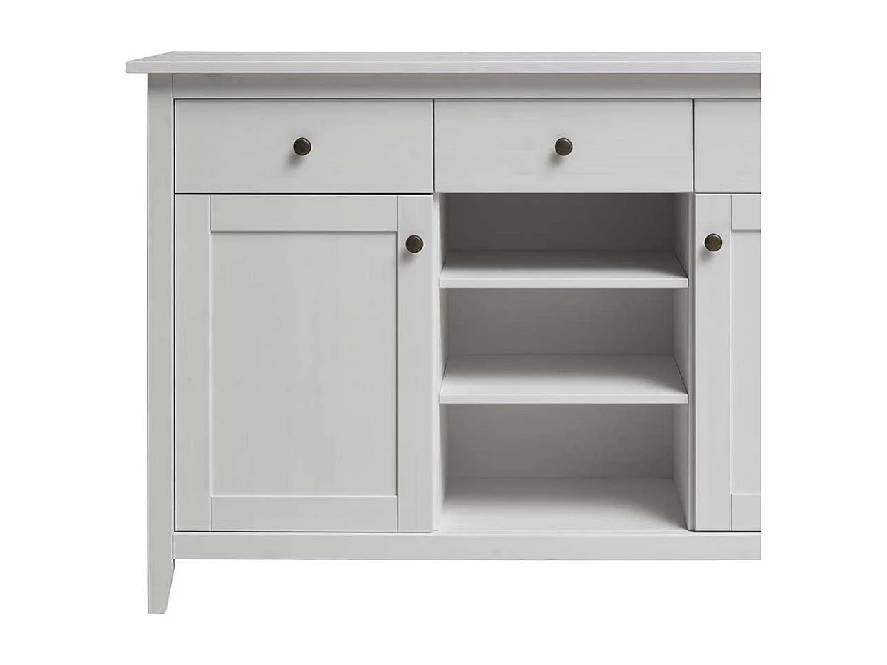 Landhaus Sideboard aus Kiefer Massivholz Weiß