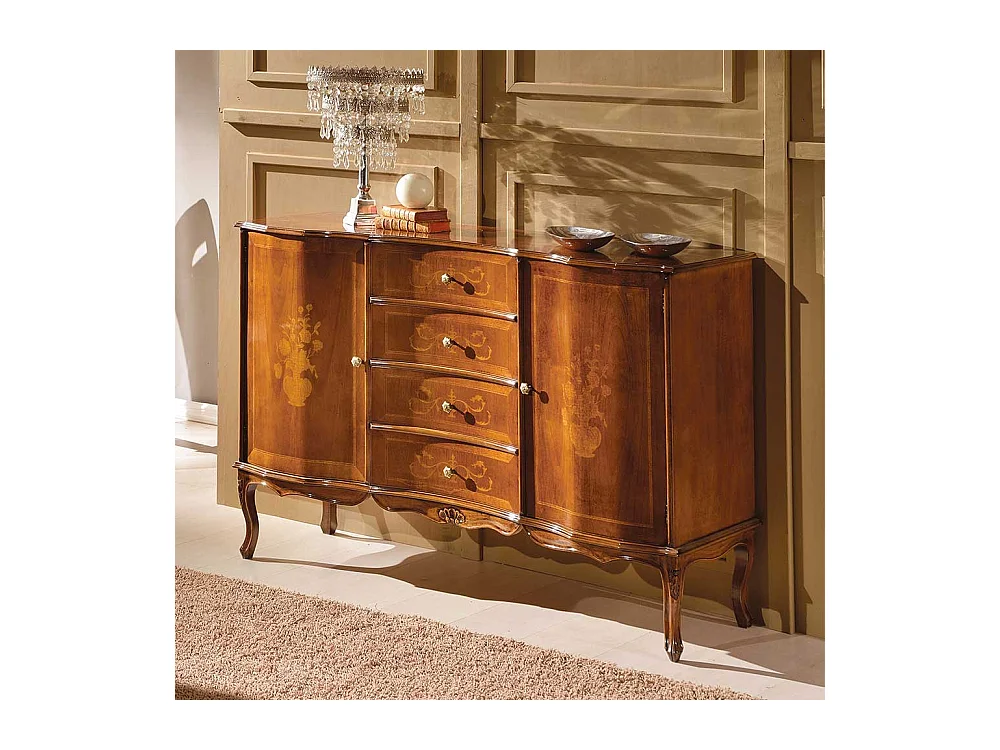 Sideboard in Nussbaumfarben lackiert vier Schubladen