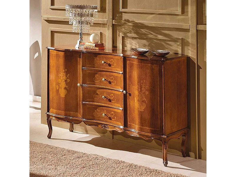 Sideboard in Nussbaumfarben lackiert vier Schubladen