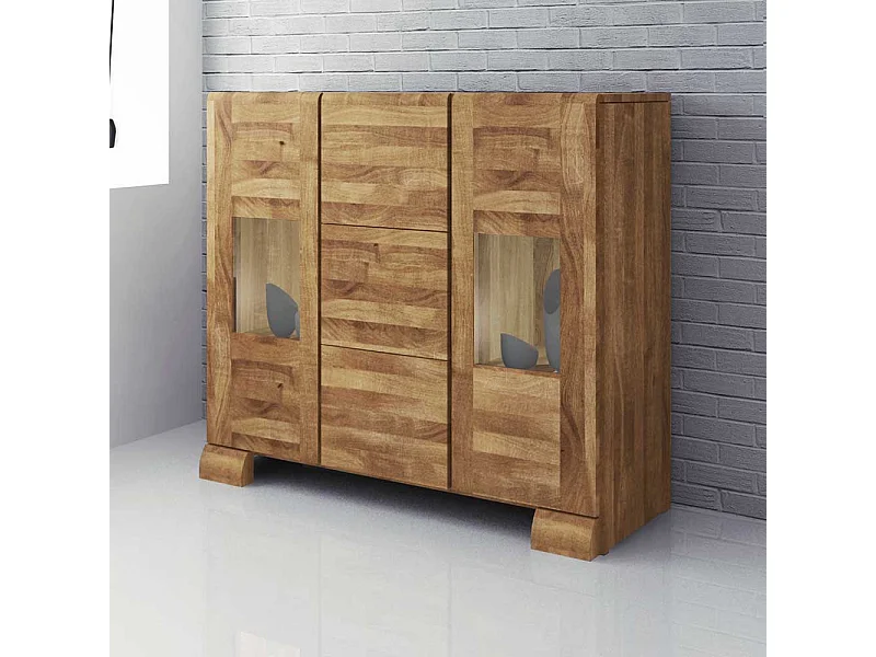 Anrichte aus Wildeiche Massivholz Glas