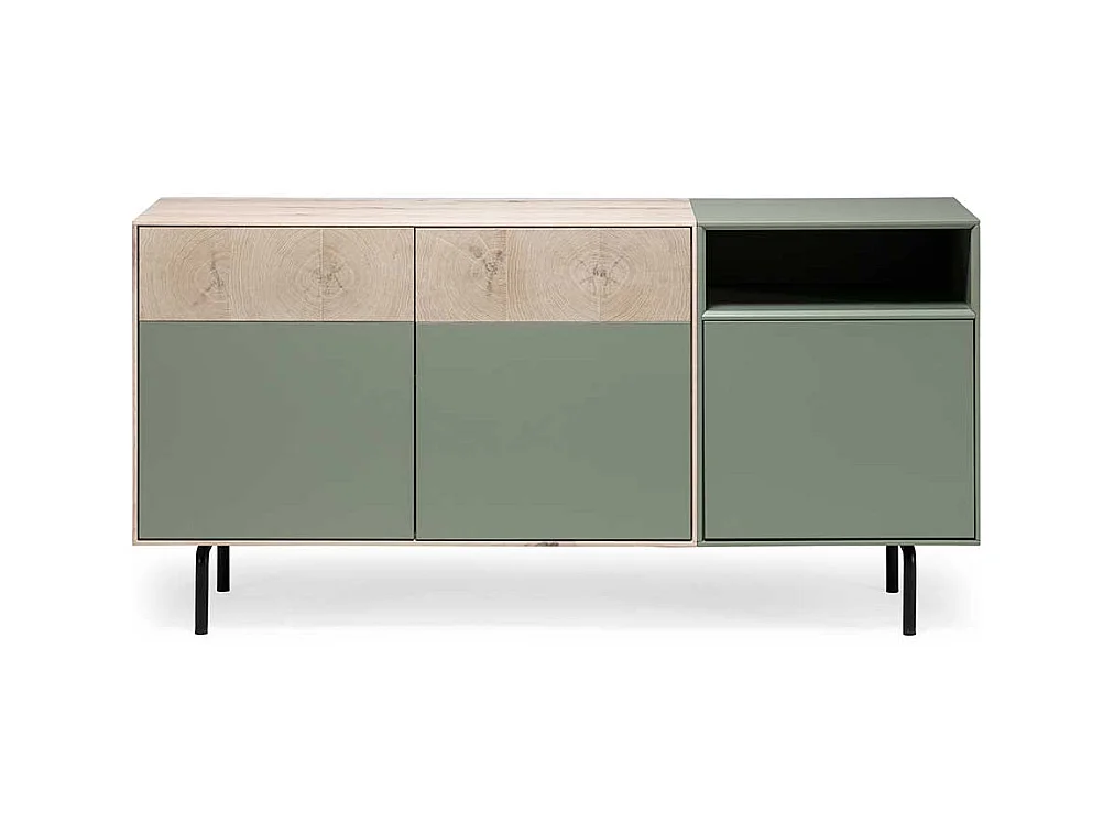 Sideboard in Beton Grau und Buche hell 180 cm breit